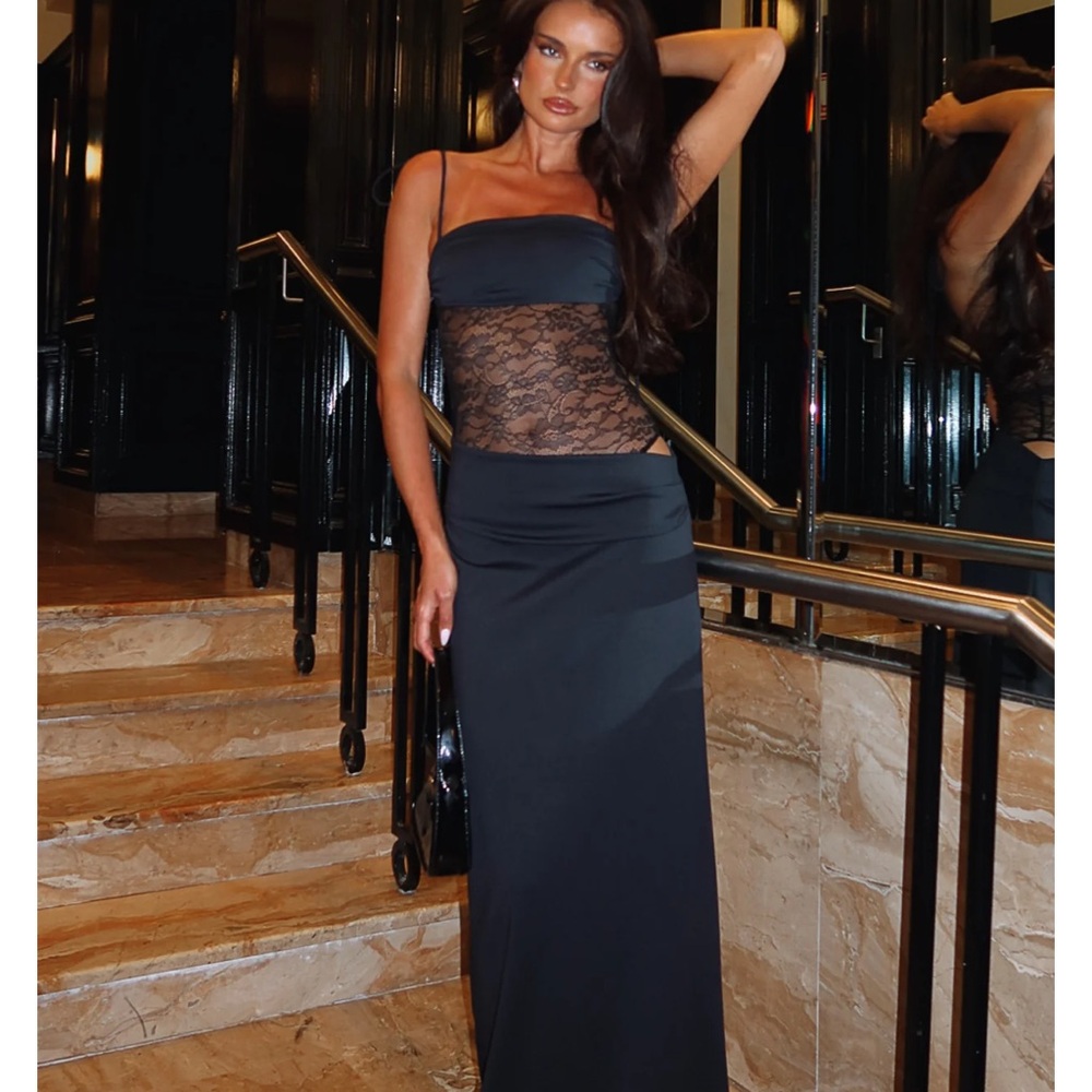 White Fox Boutique Black Lace Maxi Dress